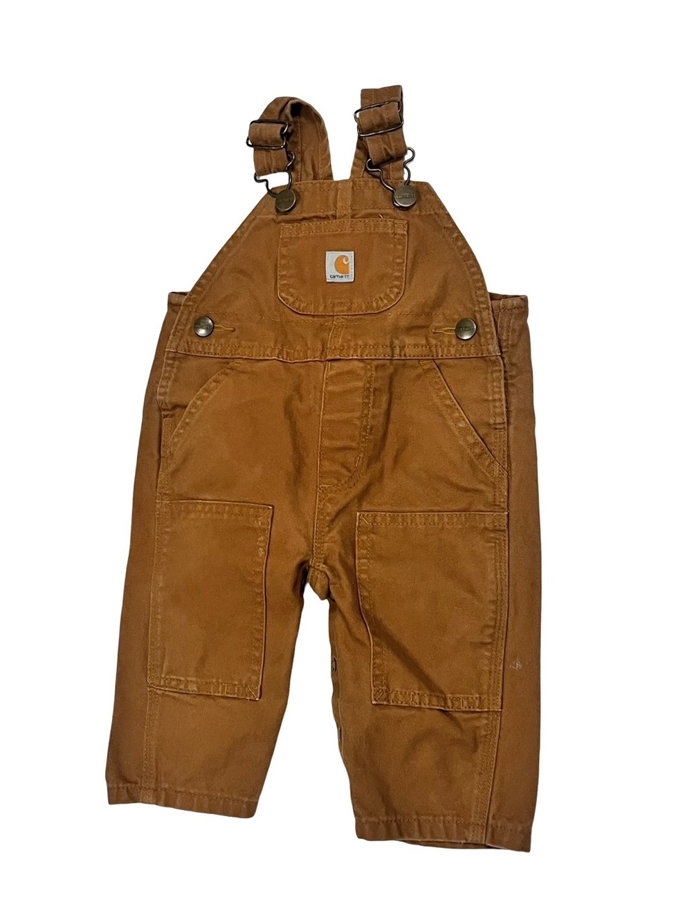 Carharrt Double Knee Bib Overalls Brown 6 months Brown Fall Snap Crotch Cotton